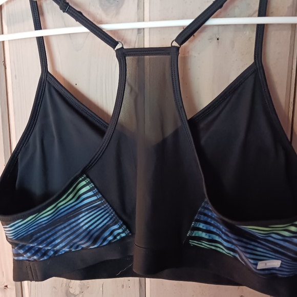 DANSKIN NOW WOMENS RACERBACK SPORTS BRA  SIZE XXL NEON STRIPE MULTICOLOR - Picture 2 of 6